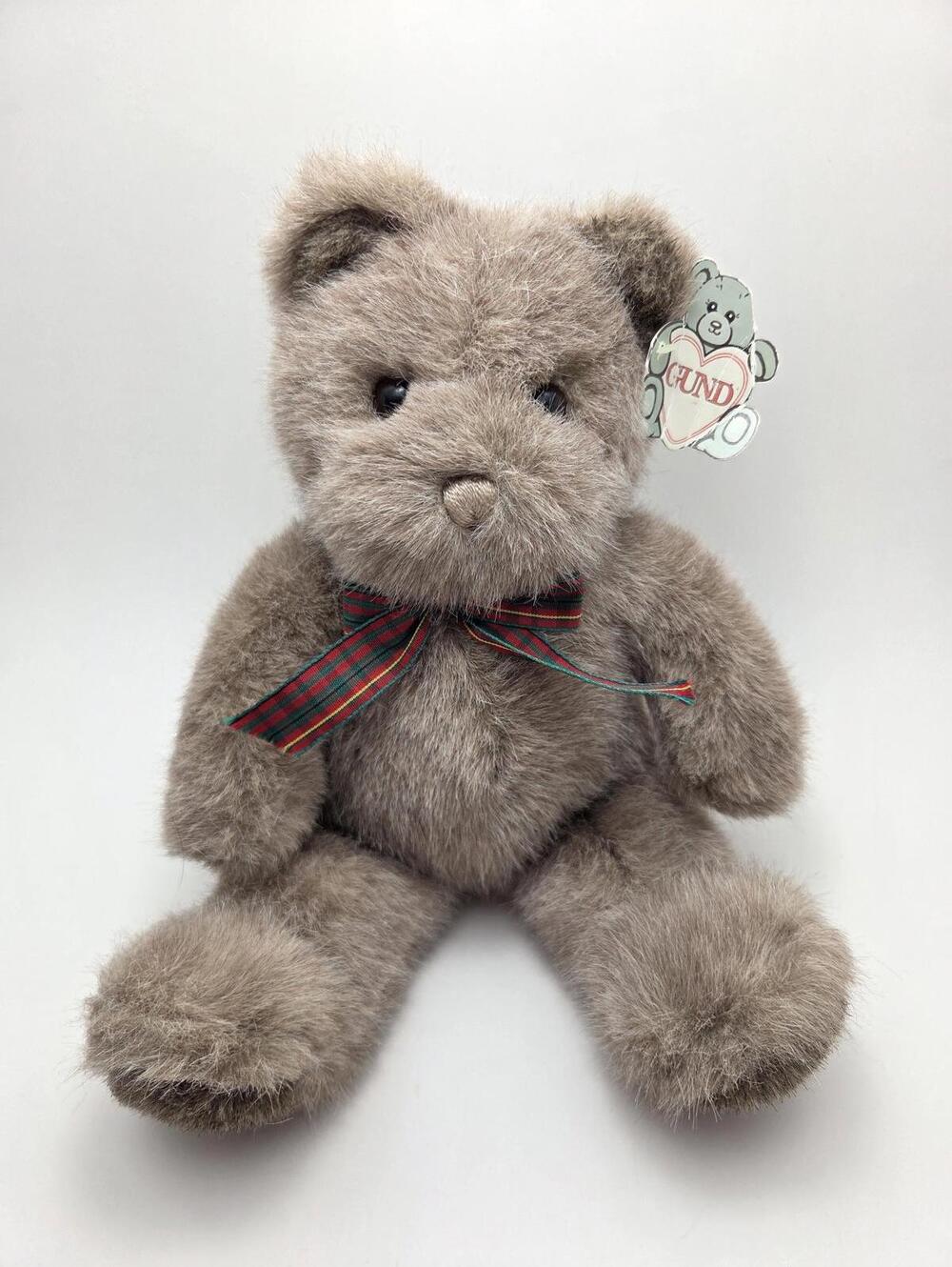 Gund Brown 1986 Macintosh Teddy Bear Plaid Bow Vintage! (10 inch) NWT